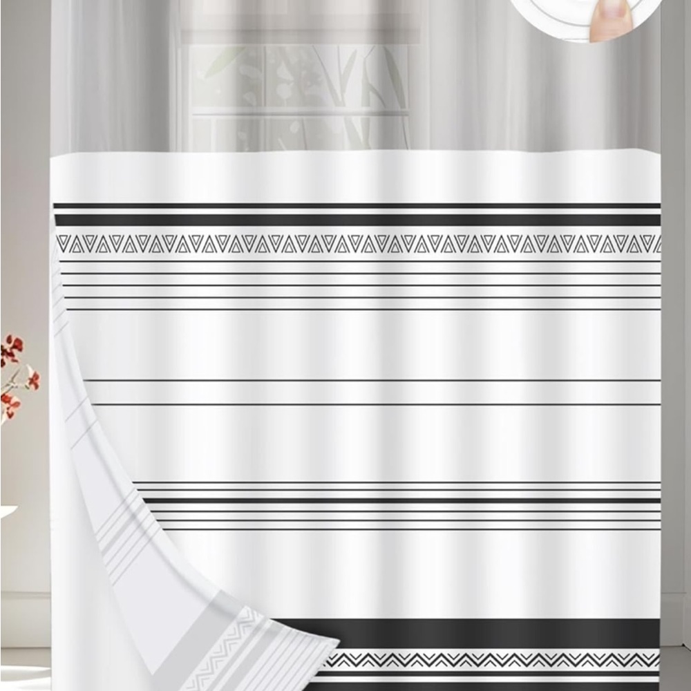 AXURXIUI Black and White Shower Curtain 71” x 74”